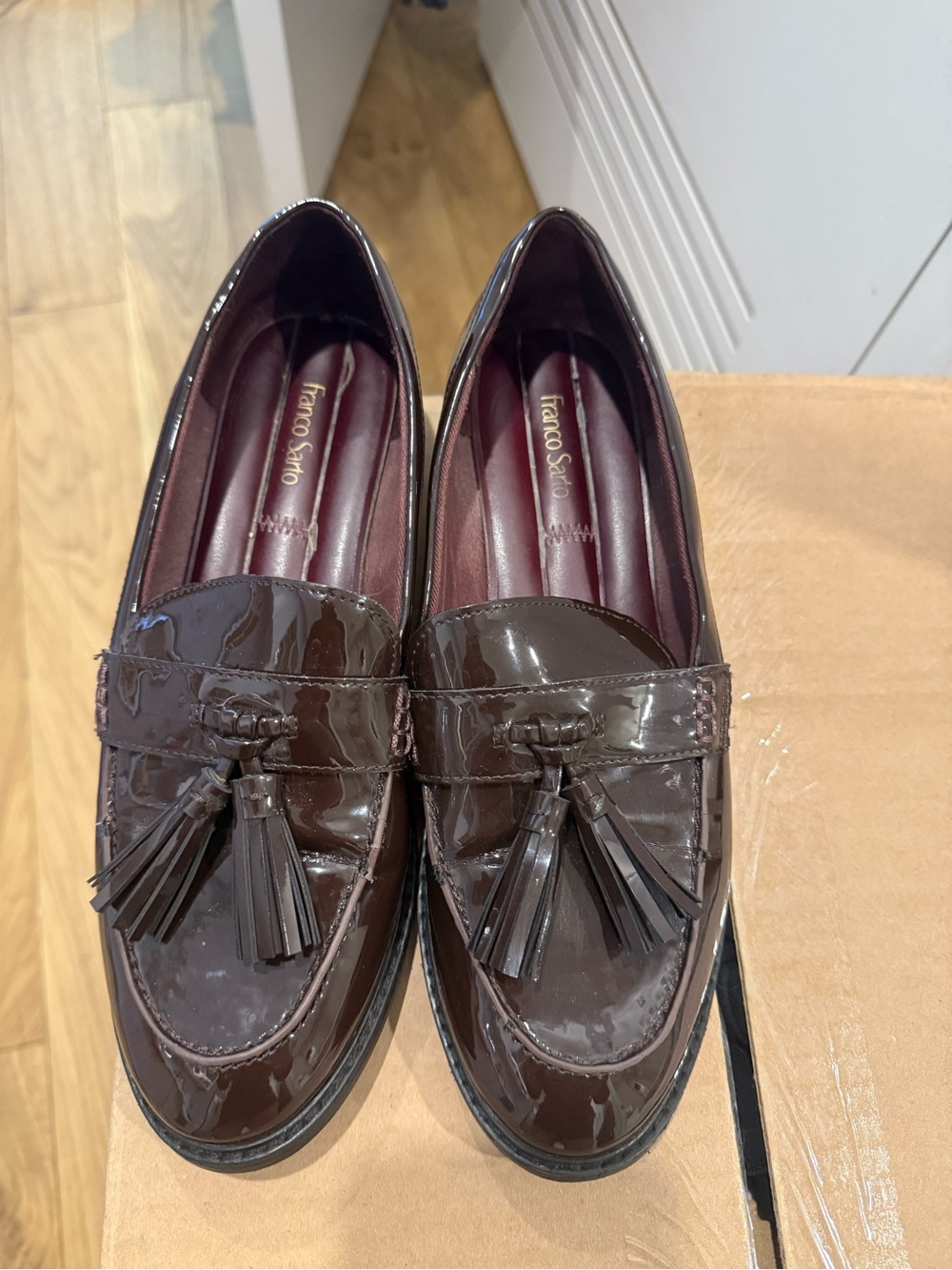 Franco Sarto Men's Dark Brown Patent Tassel Loafers